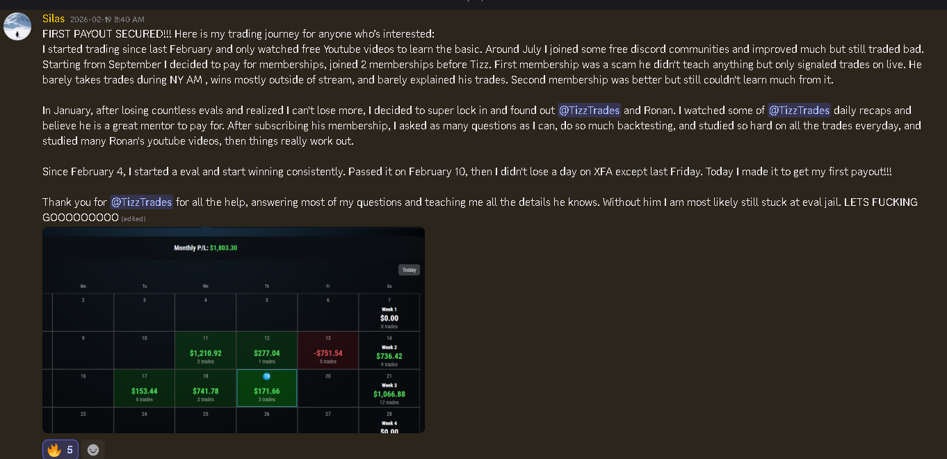 Silas testimonial and payout results